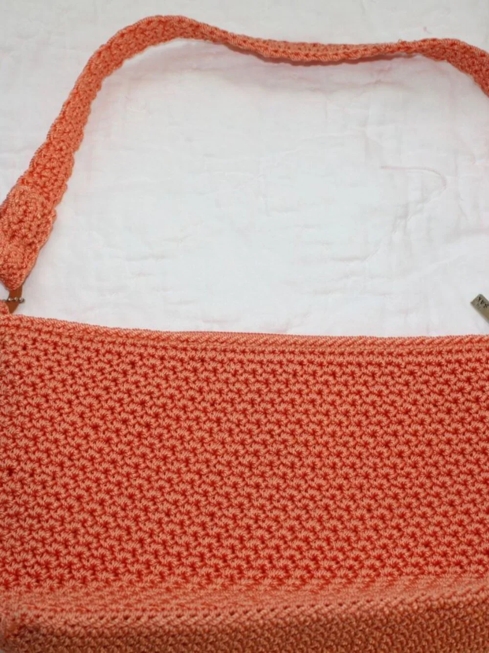 THE SAK Orange Crochet Lined Small Hobo Shoulder Purse Handbag Fall